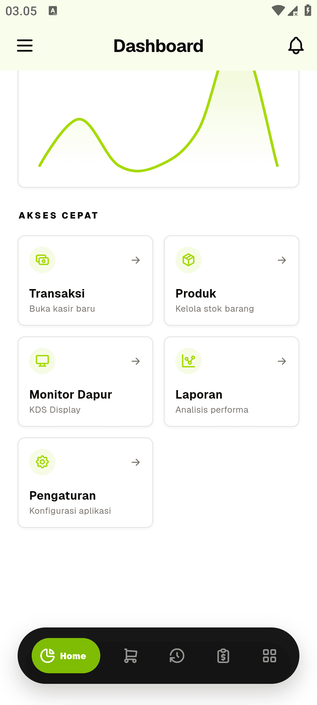 Screenshot kecil aplikasi mobile Parzello POS 2